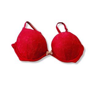 Victoria's Secret Bra Body By Victoria 32DD Lace Lined Demi Double Red Pink